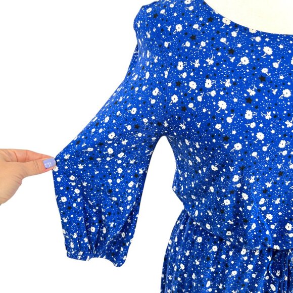 Boden Talia Lapis Blue Floral Star Print Dress With Tie Waist Womens UK 10P US 6 - Picture 6 of 12